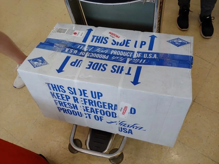 Flying home from Alaska with fish boxes
